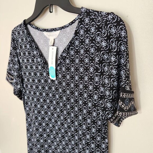 Magnolia Grace Shift Dress Small Petite Short Sleeve Stretch Relax Fit - Picture 3 of 12